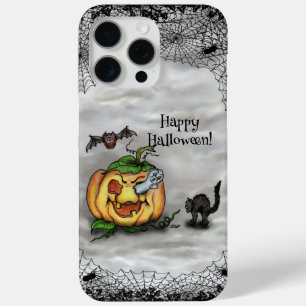 Coque iPhone 15 Pro Max Fantôme, Chat, Chat et Citrouille, Bonne Halloween