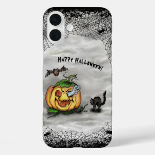 Coques iPhone 16 Plus Fantôme, Chat, Chat et Citrouille, Bonne Halloween