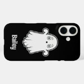 Coques Case-Mate iPhone Fantôme De Dessin Peur Et Nom Personnalisable Noir (Verso (horizontal))
