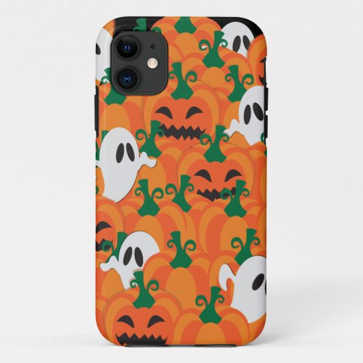 Coques Case-Mate iPhone Fantômes d'Halloween Patch de citrouille hantée (Dos)
