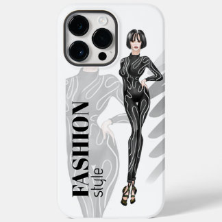 Coque Pour Pour iPhone 14 Pro Max Fashion girl en combinaison noire