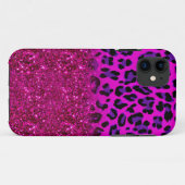 Coques Case-Mate iPhone Fashion Modern Pink Purple Glitter Leopard (Dos (Horizontal))