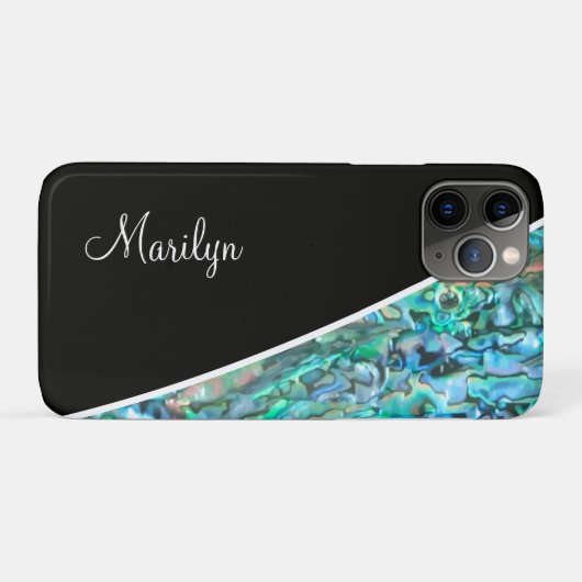 Coques Case-Mate iPhone Faux Abalone Paua Style Monogramme Shell (Dos (Horizontal))