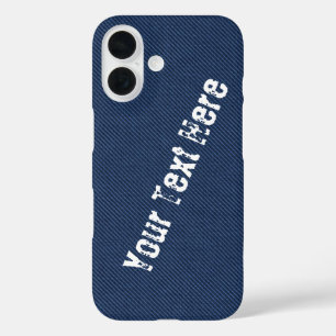Coques iPhone 16 Faux Blue Jeans Votre nom