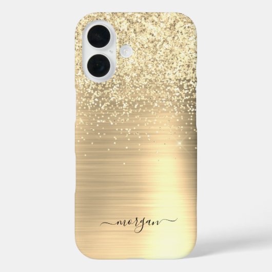 Coques Case-Mate iPhone Faux Brossé métal d'or, Parties scintillant, Nom d (Verso)