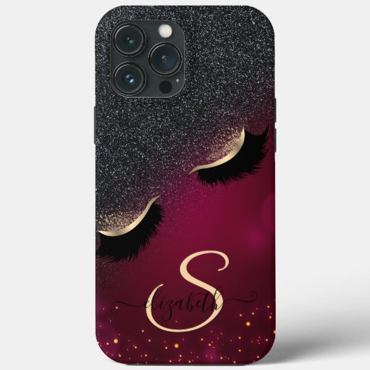 Coques Case-Mate iPhone Faux Cils Cool Noir Paillettes Rouges (Verso)