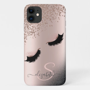 Case-Mate iPhone Case Faux Cils Noir Paillettes Diamants Or Rose