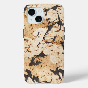 Coque Pour iPhone 15 Faux Cork avec inserts en marbre noir