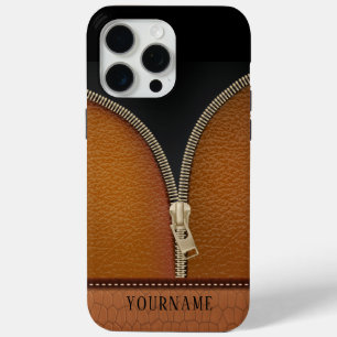 Coque iPhone 15 Pro Max Faux cuir avec fermeture éclair