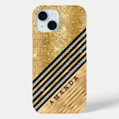 Coques Case-Mate iPhone Faux de cristal et parties scintillant d'or élégan (Verso)