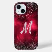 Coques Case-Mate iPhone Faux de cristal lettre de strass M rouge noir (Verso)