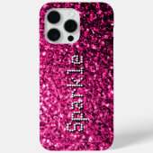 Coques Case-Mate iPhone Faux éclats rose chaud scintille Votre texte (Verso)