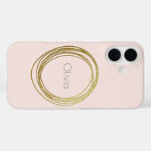 Coques Case-Mate iPhone Faux Gold Abstrait Circle Design avec nom (Verso (horizontal))