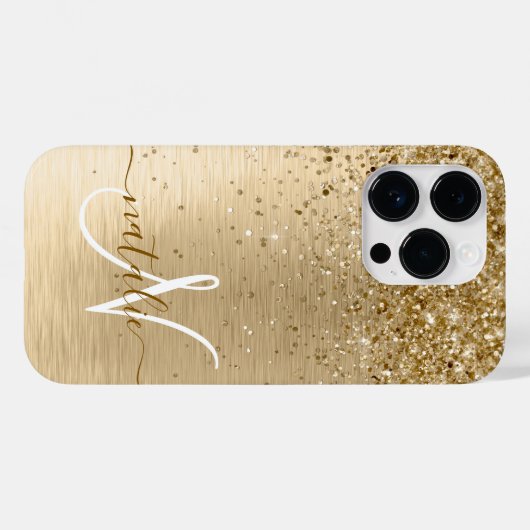 Coques Case-Mate iPhone Faux Gold brossé Parties scintillant métallique Im (Verso (horizontal))