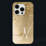 Coque iPhone 15 Pro Faux Gold brossé Parties scintillant métallique Im<br><div class="desc">Personnalisez facilement ce design branché de boîtier de téléphone chic avec une jolie parties scintillant dorée brillante sur un arrière - plan métallique brossé en or.</div>