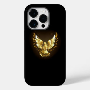 Coque Pour iPhone 14 Pro Faux Gold Foil Peace Dove en noir
