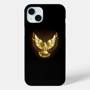Coque iPhone 15 Mini Faux Gold Foil Peace Dove en noir
