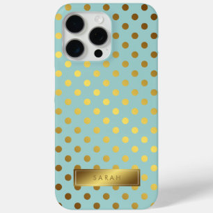 Coque iPhone 15 Pro Max Faux Gold Foil Pois Motif personnalisé