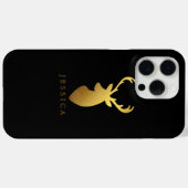 Coques Case-Mate iPhone Faux Gold Foil Tête de cerf personnalisée (Verso (horizontal))