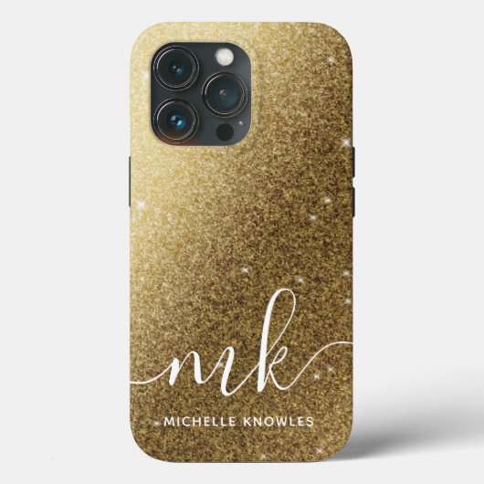 Coques Case-Mate iPhone Faux Gold Parties scintillant Nom et Monogramme (Verso)