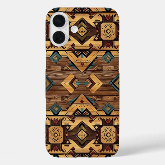 Coques Case-Mate iPhone Faux grain de bois aztèque (Verso)