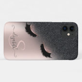 Coques Case-Mate iPhone Faux Lashes Black Parties scintillant Ombre Rose G (Dos (Horizontal))
