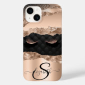 Coques Case-Mate iPhone Faux Lashes Black Rose Parties scintillant or (Verso)