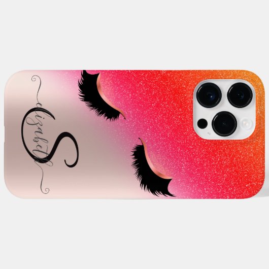 Coques Case-Mate iPhone Faux Lashes Chic Parties scintillant Rose Or (Verso (horizontal))