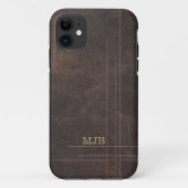 Coques Case-Mate iPhone Faux Leather Modern Stitched Design hommes (Dos)