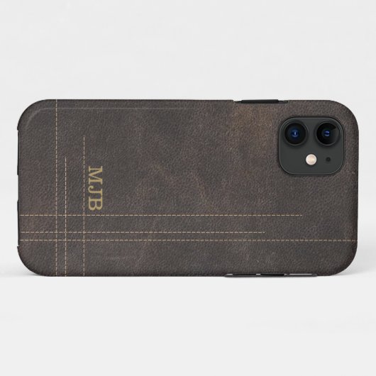 Coques Case-Mate iPhone Faux Leather Modern Stitched Design hommes (Dos (Horizontal))