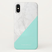 Coques Case-Mate iPhone Faux Marbre avec Aqua Accent Moderne Personnalisé (Dos)