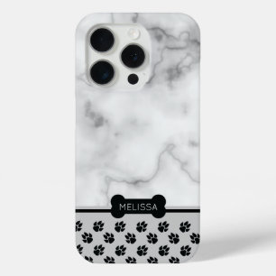 Coque iPhone 15 Pro Faux Marbre & Chien Thème - Choisissez sa propre c