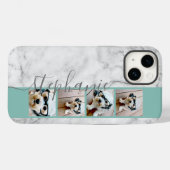 Coques Case-Mate iPhone Faux Marbre Imprimer - 4 Photos Police manuscrite  (Verso (horizontal))