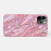 Coques Case-Mate iPhone Faux Marbre Rose Texture Avec Parties scintillant  (Dos (Horizontal))