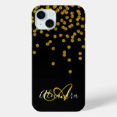 Coques Case-Mate iPhone Faux Monogramme Script Pailleté Or Glam (Verso)