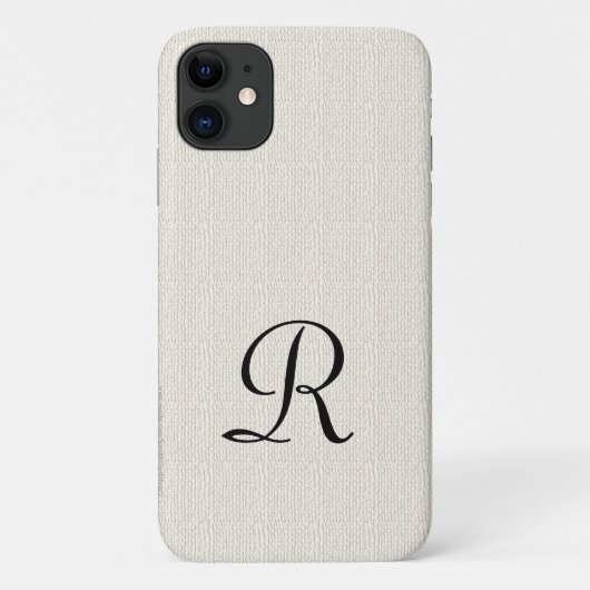 Coques Case-Mate iPhone Faux off White Burlap Minimum Rustic Monogram (Dos)