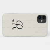 Coques Case-Mate iPhone Faux off White Burlap Minimum Rustic Monogram (Dos (Horizontal))