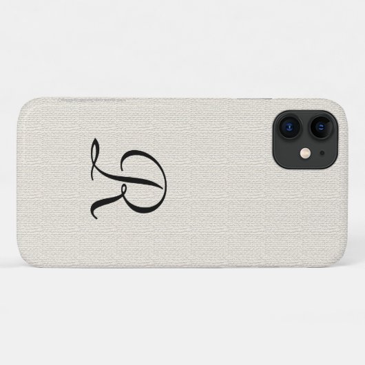 Coques Case-Mate iPhone Faux off White Burlap Minimum Rustic Monogram (Dos (Horizontal))