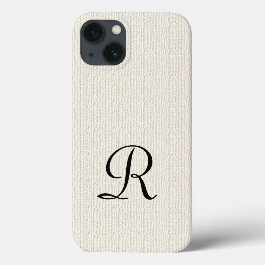 Coques Case-Mate iPhone Faux Off White Russe Burlap Monogramme (Verso)