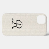 Coques Case-Mate iPhone Faux Off White Russe Burlap Monogramme (Verso (horizontal))
