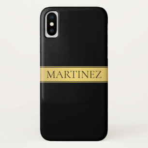 Case-Mate iPhone Case Faux or élégant rayé or fond noir ou DIY
