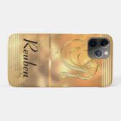 Coques Case-Mate iPhone Faux or Stripes Or Parties scintillant Monogramme  (Dos (Horizontal))
