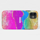 Coques Case-Mate iPhone Faux Paillettes Agate Arc-en-Ciel (Dos (Horizontal))