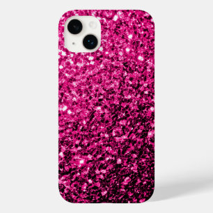 Coque Pour iPhone 14 Plus Faux paillettes scintillantes rose chaud