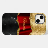 Coques Case-Mate iPhone Faux Parties scintillant élégantes Red Gold noir m (Verso (horizontal))