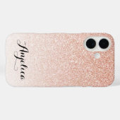 Coques Case-Mate iPhone Faux Parties scintillant Rose Gold Ombre Script No (Verso (horizontal))