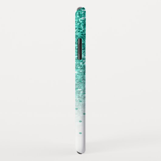 Coques Case-Mate iPhone Faux parties scintillant turquoise ombre design mo (Dos/Droite)