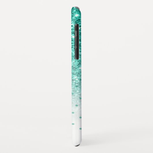 Coques Case-Mate iPhone Faux parties scintillant turquoise ombre design mo (Dos/Gauche)