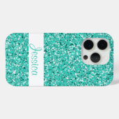 Coques Case-Mate iPhone Faux Parties scintillant Turquoise Ressemblent Ave (Verso (horizontal))