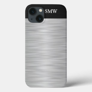Coques Pour iPhone Faux personnalisées en acier inoxydable et noir